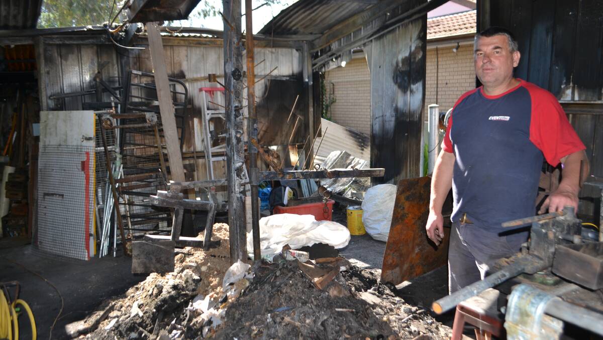 Al Phemister’s shed was completely destroyed by a fire last Thursday afternoon. Photo: Oliver Watson.
