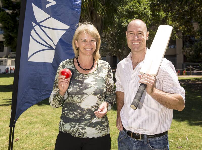 Australian cricketing legend Michael Bevan with Member for Burrinjuck Katrina Hodgkinson. Photo: Supplied.
