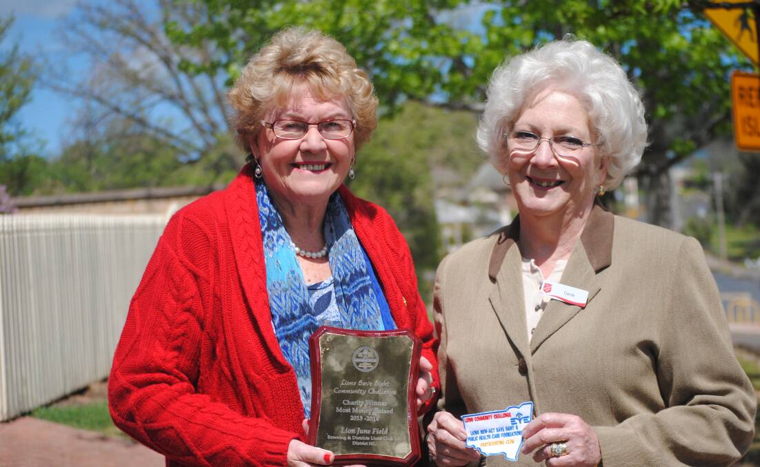 June Field (left) recently won Lions Australia's special Charity Award. She is pictured with Bowning & District Lions president Cecile Felderhoff. Photo: Oliver Watson.
