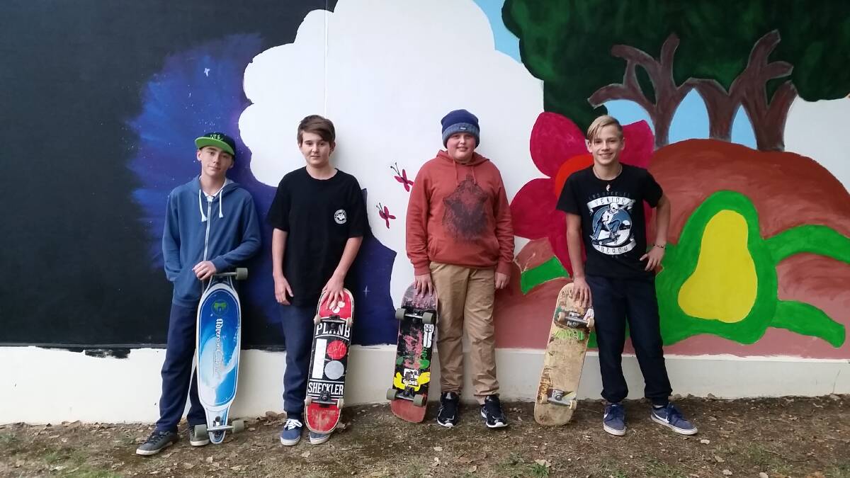 Nathan Cowan, Oliver Crosbie, Lachlan Newman and Caleb Calow are excited about the prospect of a skatepark in Bowning. 
