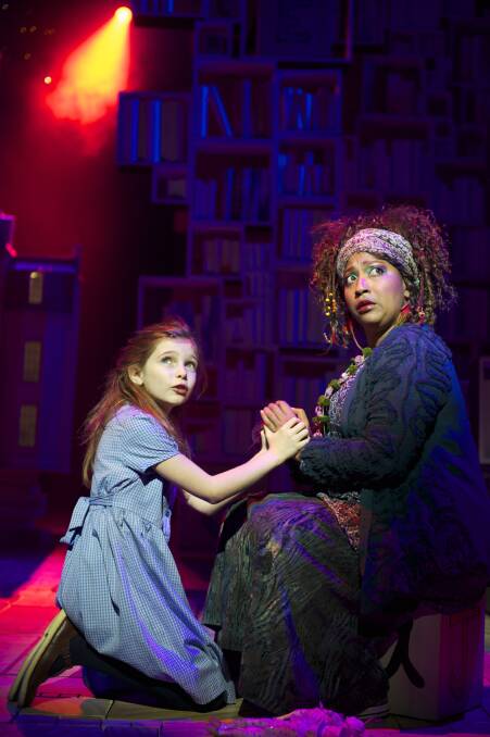 Eleanor Worthington Cox as Matilda and Melanie La Barrie as Mrs Phelps in 'Matilda The Musical'. Binalong Public students have been given an opportunity to go an see the award-winning production. Photo: Manuel Harlan.
