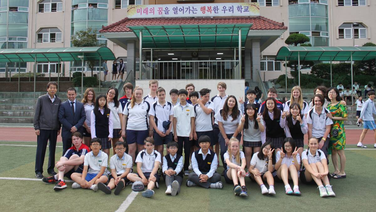 Yass High School students were excited to be given the opportunity to visit their host school Hogye Middle School in South Korea. Photo: Supplied. 
