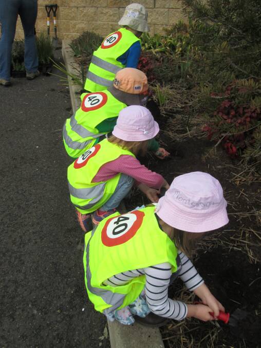 Kids at Montessori Pre-School took part in National Tree Day last Friday. Photo: Supplied.
