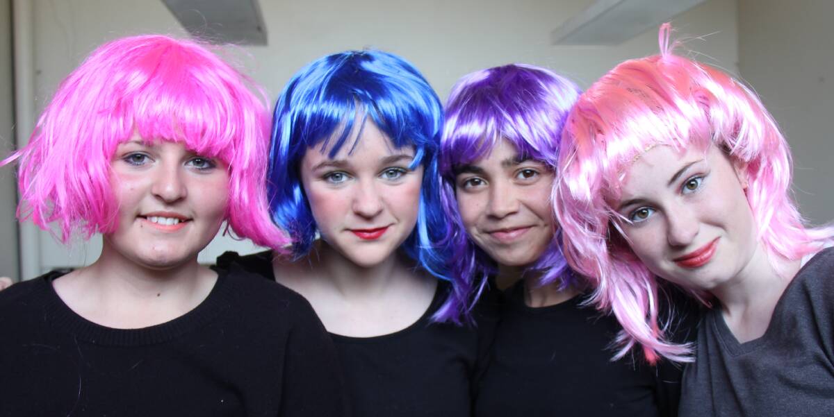 The hairdresser girls are pretty in pink, purple and blue – Gracie Herring, Elise Kapetanakos, Alice McPhillips and Ashlynn Bolton. Photo: Supplied.