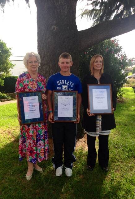 Individual Community Service Award winners Cecile Felderhoff (left) and Connie Elliott (right) with Young Citizen of the Year Lachlan O'Mara. Photo: Supplied.