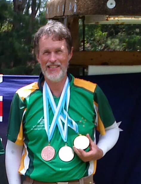 Stuart won three medals at the World Crossbow Championships recently. Photo: Supplied.
