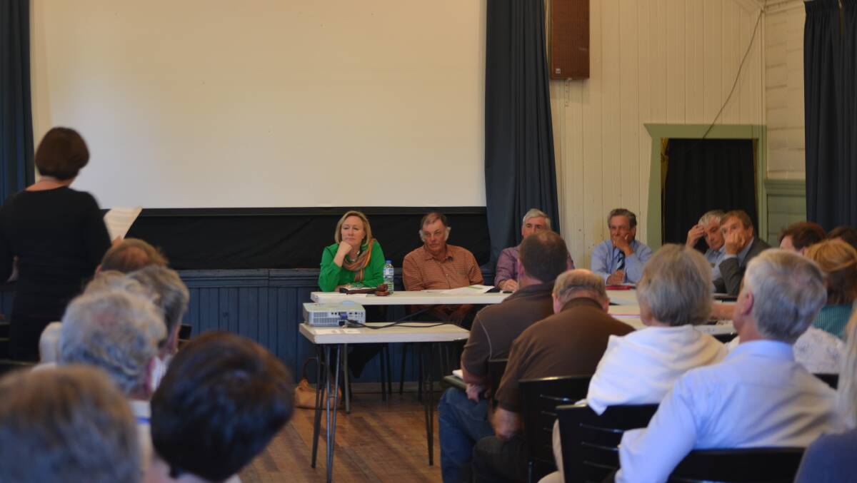 Gundaroo residents turn out at the public forum to discuss the proposed housing developments with Yass Valley Mayor Rowena Abbey and councillors. Photo: Jessica Cole.
