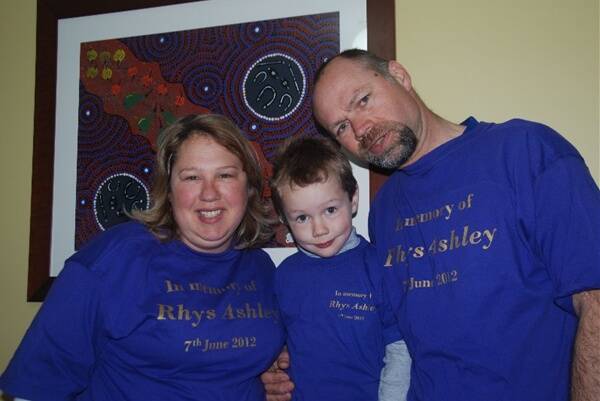IN MEMORY: The Brawata family, wearing their kindly donated running gear, are raising money for Stillbirth Foundation Australia in memory of their second son, Rhys Ashley.