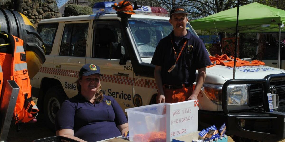 Yass SES Community Relations Officer Stacey Downey and Operations Officer Pete Chatwin were at the Yass Rotary Farmers Market recently to promote storm safety.