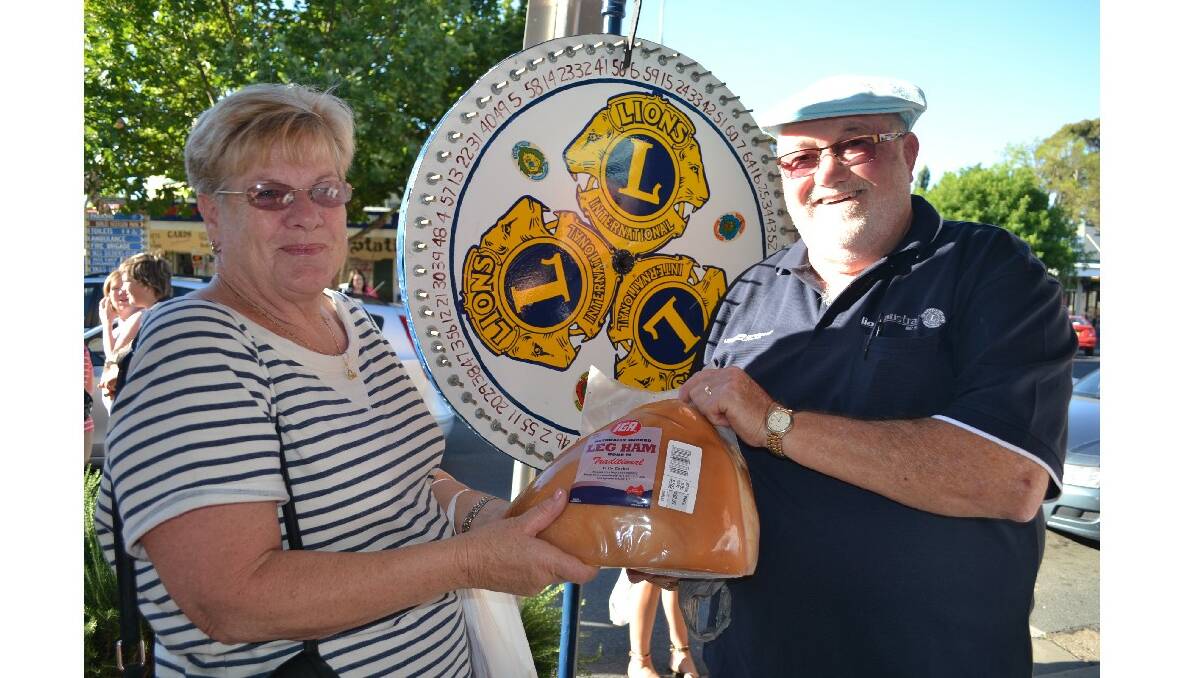 Doreen Garland was a winner in the ham wheel, with Lion Ray Hill.