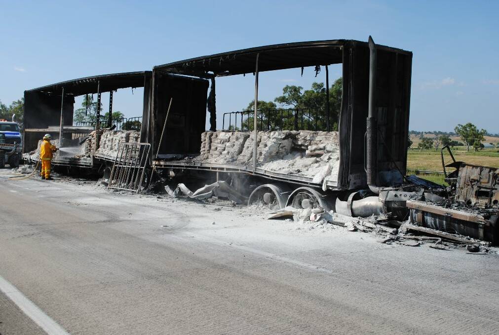 Aftermath of truck fire. Photo by: Oliver Watson.