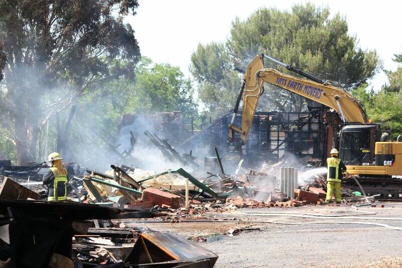 Images from the fire at Yass High School last night. The cause is unknown.