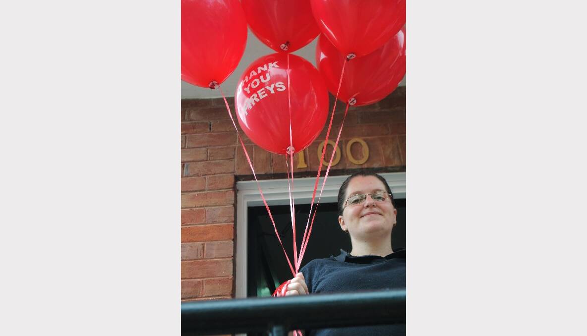 Kelly Mather from NRMA collected a few balloons from the Trib office on Friday. Photo: Katharyn Brine.