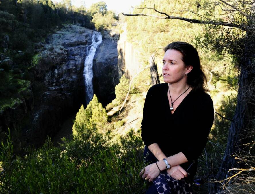 Anna Hyles at the Ginninderra Falls. Photo: Canberra Times.