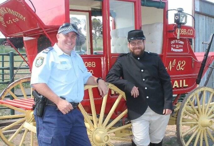  Police officer Steve Magnone with Yass Police officer Wes Leseberg, dressed as sergeant Edmund Parry. Photo courtesy Cootamundra Herald. 