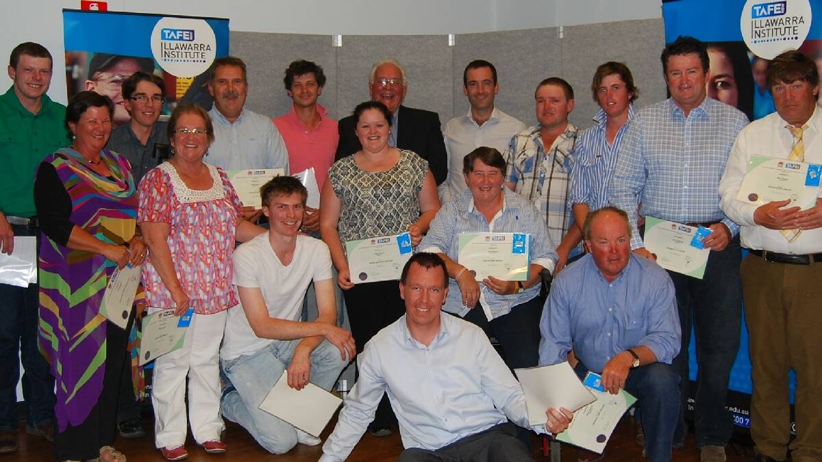 Pictured are some of the graduates from Certificate IV in Wool Classing. Back: Joseph Anderson, Ross Armour, Stephen Bunnell, Victor Coble, Ronald Coffey, Tom French, Anthony Heat, Jason Hoadley, Andrew Ledger and Samuel Longley. Centre: Katherine Mitchell, Esmay Armour, Andrew Holgate, Rachel McLucas, Christine McPaul and Douglas Mitchell. Front: Matthew Pearson.