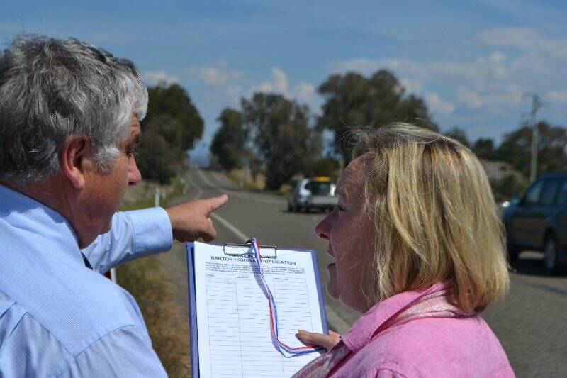 Yass Valley deputy mayor Geoff Frost and mayor Rowena Abbey hope the petition will force politicians to take notice of the Barton. Photo: Katharyn Brine.