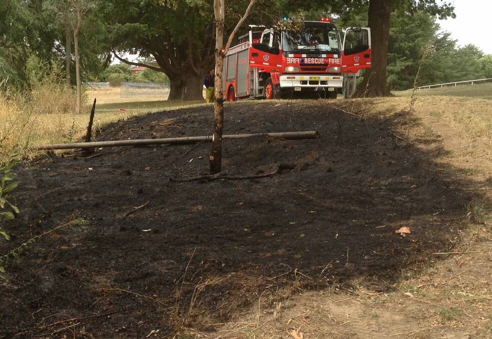 A small patch on the bank of the Yass River near Joe O'Connor Park burned on Friday.
