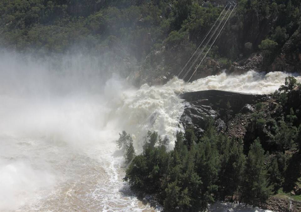 March: Burrinjuck Dam also overflowed during the floods across the Yass Valley.