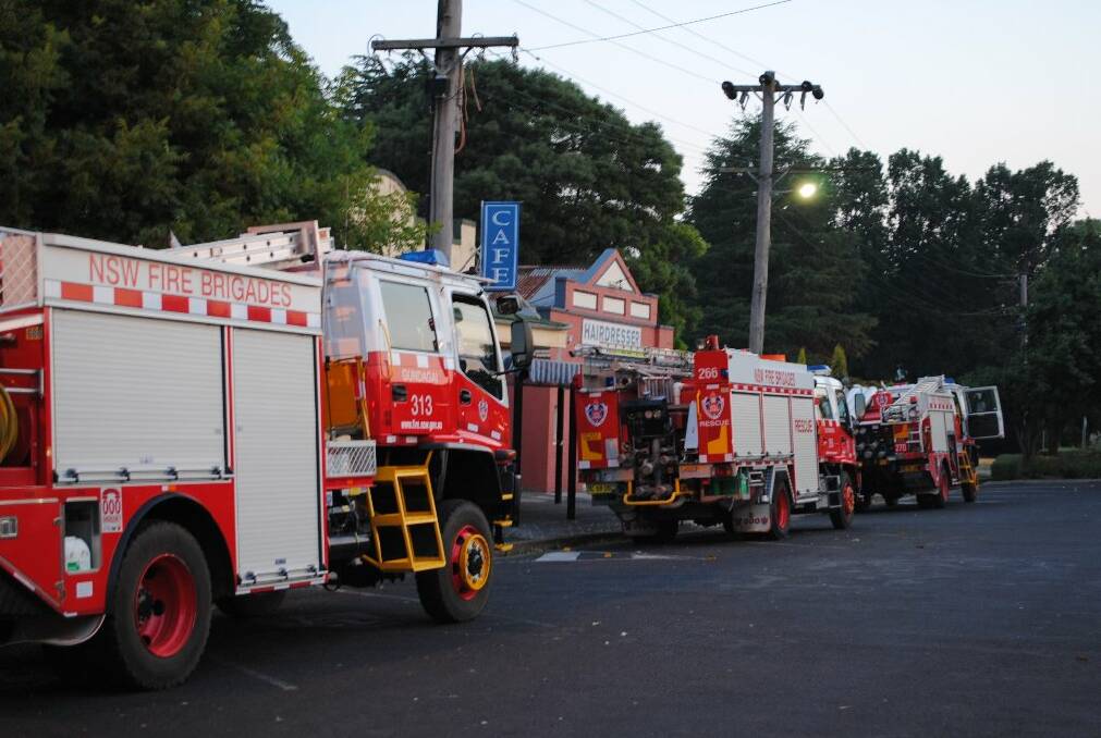 Fire trucks outside the Yass station at 6am this morning. 