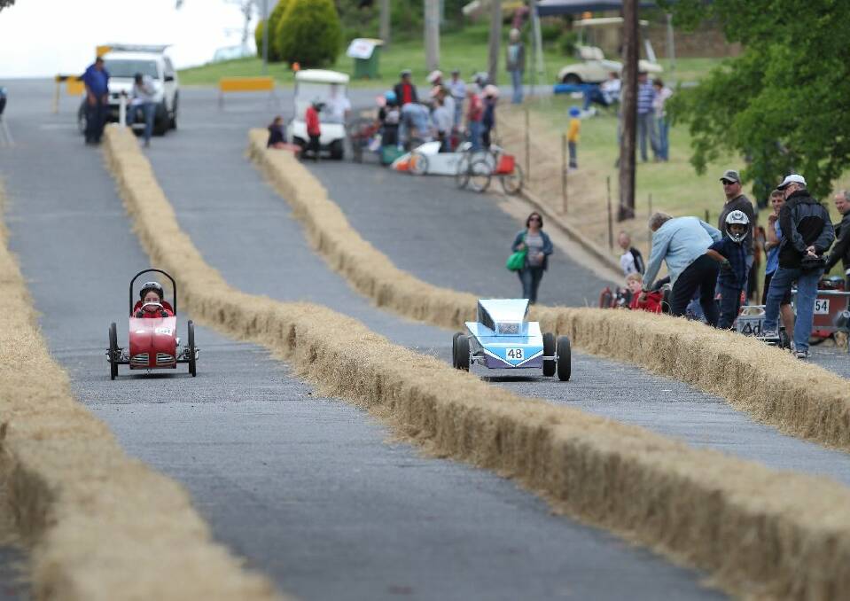 Rossi Street was inundated with billy carts on Saturday.