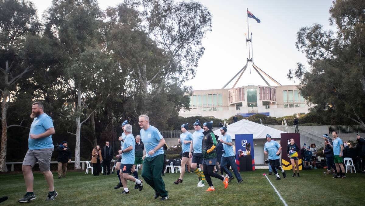 Annual State of Origin touch football match at Parliament House on Tuesday. PIcture: Karleen Minney