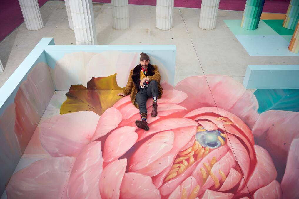 David Lee Pereira, Artist in the 2022 NGV Architecture Commission, Temple of Boom, on display at NGV. Photo: Eugene Hyland