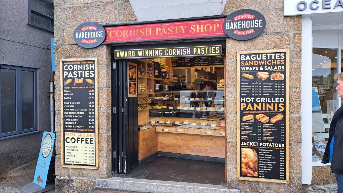 One of the hundreds of Cornish pasty shops in Cornwall, this one in the seaside town of St Ives. Picture: Sarah Falson One of the hundreds of Cornish pasty shops in Cornwall, this one in the seaside town of St Ives. Picture: Sarah Falson