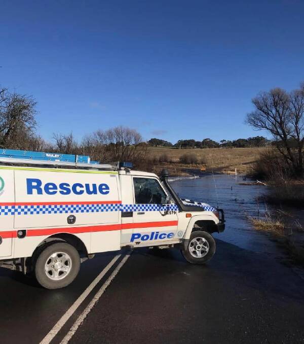 Police out in Goulburn Mulwaree on Friday after heavy rainfall. Photo: Hume PD