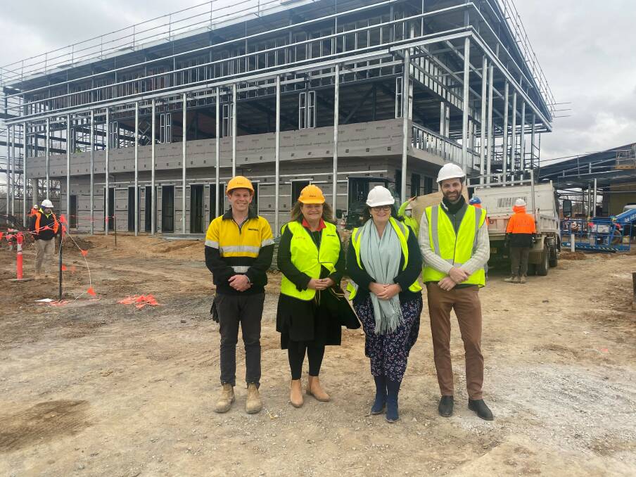 Minister for Education Sarah Mitchell and Member for Goulburn Wendy Tuckerman (middle) at the site of the mew Murrumbateman primary shcool. Photo: supplied