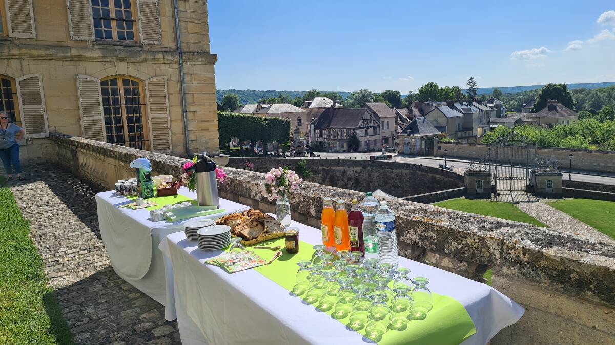 Lunch by Avalon on the terrace of La Roche-Guyon castle in the Seine valley. Picture: Peter Angelopoulos Lunch by Avalon on the terrace of La Roche-Guyon castle in the Seine valley. Picture: Peter Angelopoulos