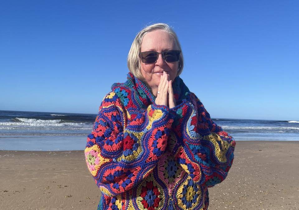 Mary-Lou on the beach at Punta del Este where she wrote the Uruguayan section of her novel, The Hobart Hotel. Picture supplied Mary-Lou on the beach at Punta del Este where she wrote the Uruguayan section of her novel, The Hobart Hotel. Picture supplied
