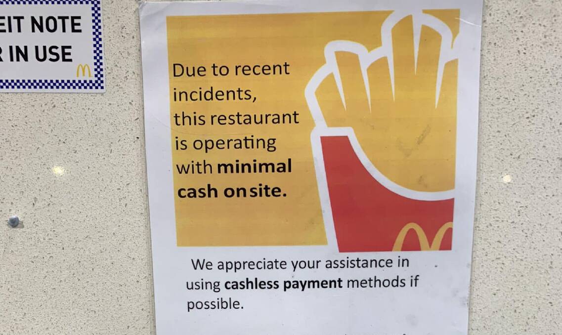 Signs have been requesting customers pay with cards. Picture: Facebook