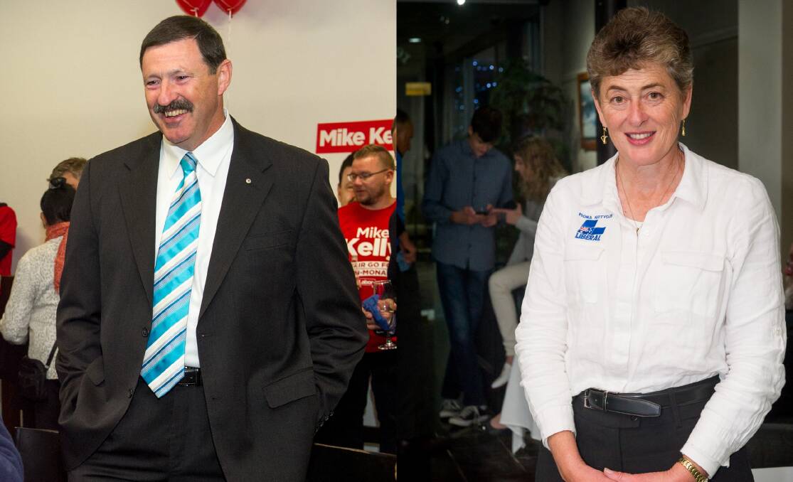Labor's Mike Kelly and Liberal Fiona Kotvojs. Pictures: Elesa Kurtz