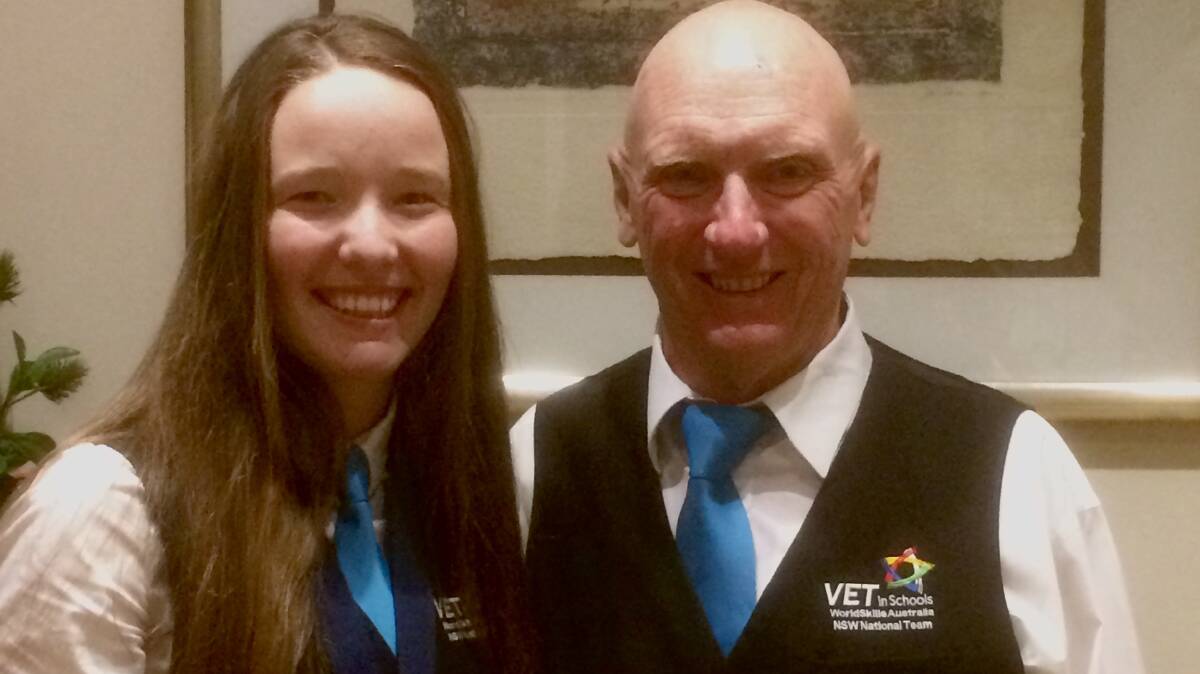 Success: Sarah Targett and teacher Phil Armour after the award ceremony of the Worldskills National competition last Sunday. Photo: Supplied. 
