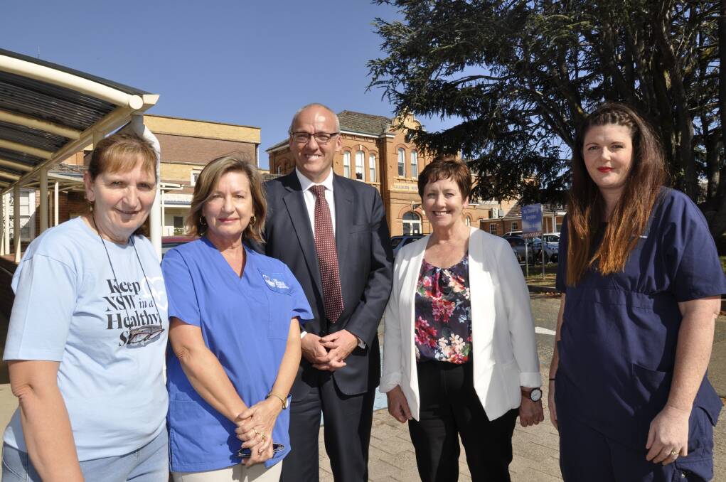 OFF AND RUNNING: Union members Patricia Clifford, Anna Wurth-Crawford and Kate O'Neill with Labor leader Luke Foley and candidate for Goulburn, Ursula Stephens at Thursday's campaign launch.  