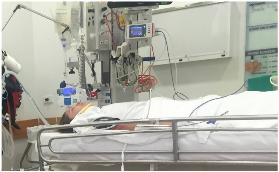 Kath has endured numerous operations and lengthy stints in rehab after breaking her back twice. At one time she almost lost her leg. Picture supplied by the Koschel family. Kath has endured numerous operations and lengthy stints in rehab after breaking her back twice. At one time she almost lost her leg. Picture supplied by the Koschel family.