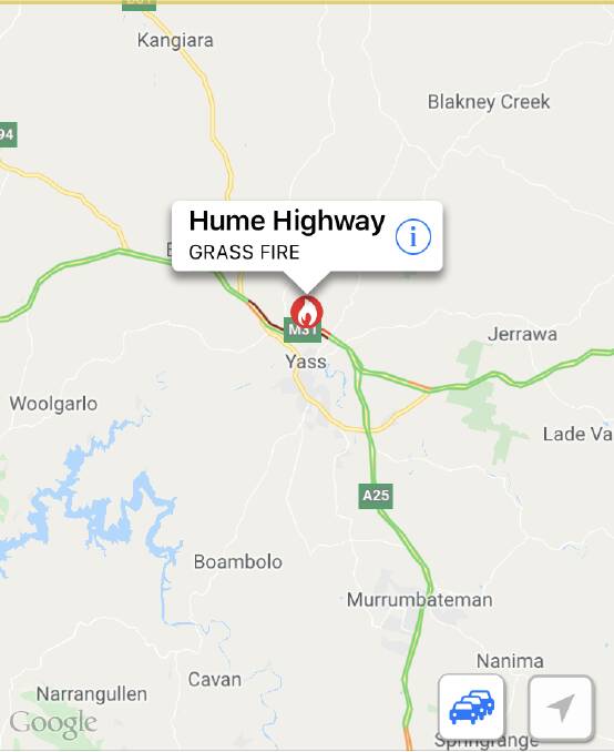 Grass fires closes Hume Highway near Yass