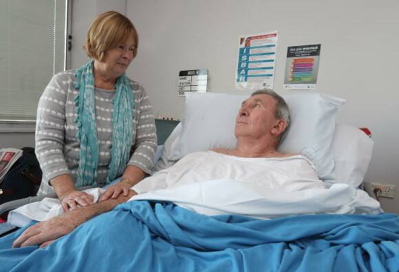 Bobbie and Chris English at Wollongong Hospital in August. Picture: Robert Peet