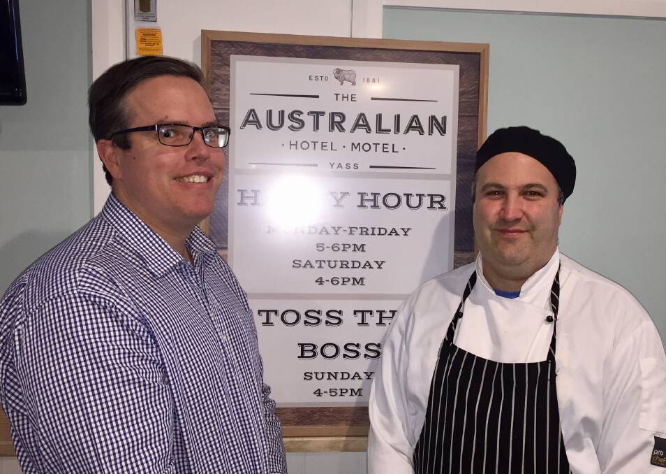 Meet the new team: Sam Downey, Group Operations Manager at Harvest Hotels, with head chef Shaun Bradley. Photo: Sam Hollier.