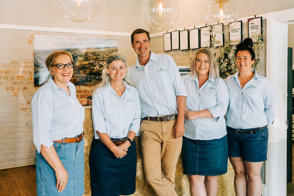 ADVERTISING FEATURE: Yass Valley Property's team. From the left we have Fran Drew, Sophie Curlewis, Andrew Curlewis, Loren Blundell and Rebekkah Kruger.