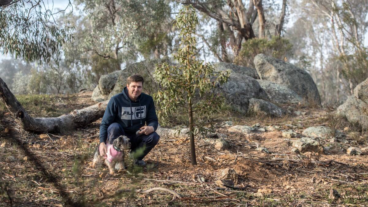 Chris Roodt visits the spot on Mt Ainslie where his son Adriaan suffered fatal head injuries in an accident while on a school excursion almost nine months ago. Picture: Karleen Minney.