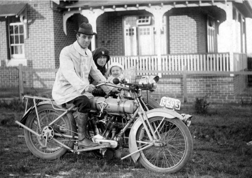 RIDING OUT: Alfred Shearsby with his wife Ethel and daughter Grace on a family outing, 1911. Photo: YDHS Inc. Archives