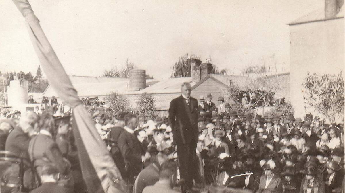 FIRST STEP: Laying of the foundation stone for the Soldiers Memorial Hall, May 25,1922 by Governor General, Lord Foster. Photo: courtesy YDHS Inc Archives