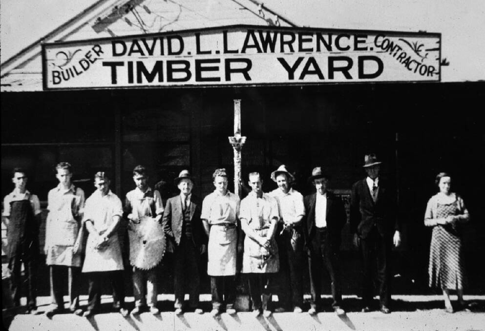 BUSINESS: DL Lawrence staff pictured outside the business. Date unknown. Photo: Yass & District Historical Society Collection.