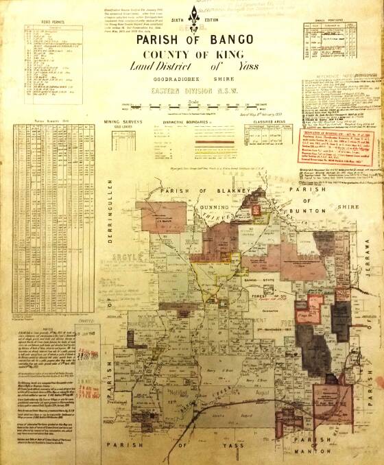 DAYS PAST: One of the maps of the Yass district held in the Historical Society collection, this one dating from 1939.