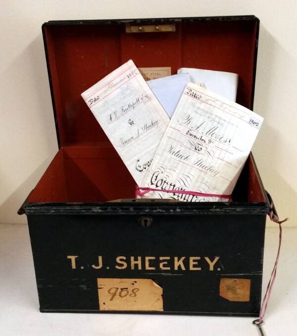 Bank deed box for TJ Sheekey holding some of his documents. Photo: Yass Archives