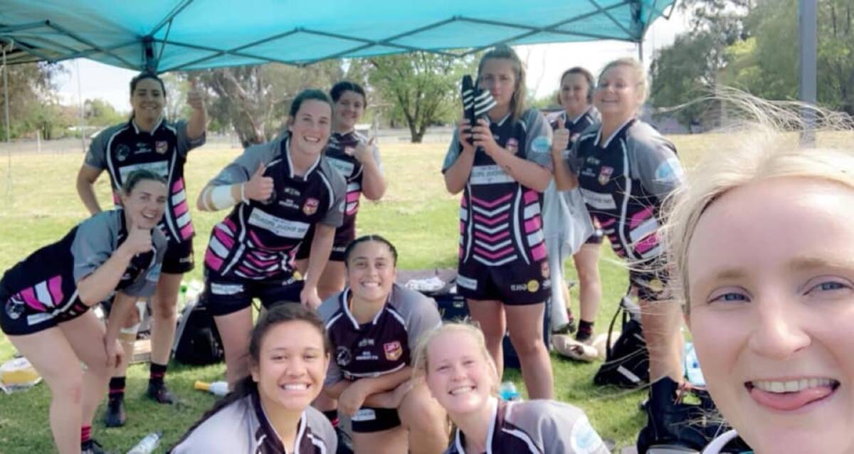All smiles: The Albury Thunder Women's 9s carnival was more about having fun as a team than winning. Photo: Yass Magpies Womens Rugby League/Facebook.