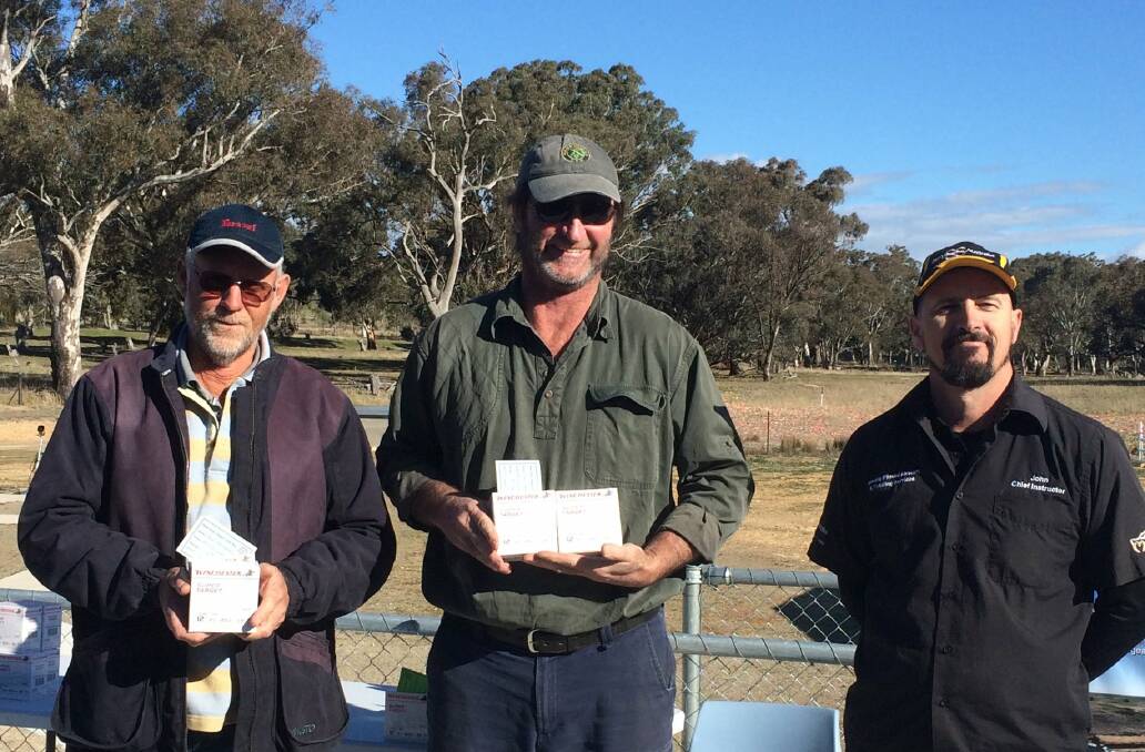 Runners-up: Paul Watchorn (left) and Phil Wales (right) were the AA Grade runners-up on September 18, and helped raise money for Can Assist. Photo: Yass Clay Target Club. 