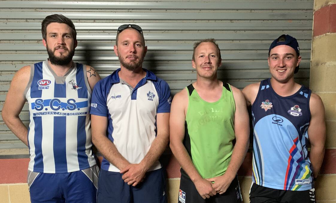 New crew: (from left) Leigh Thompson (captain), Adam Curtois (coach), Cameron Attwell (vice captain), and Jarrad Forlonge  (assistant coach). Photo: Supplied.